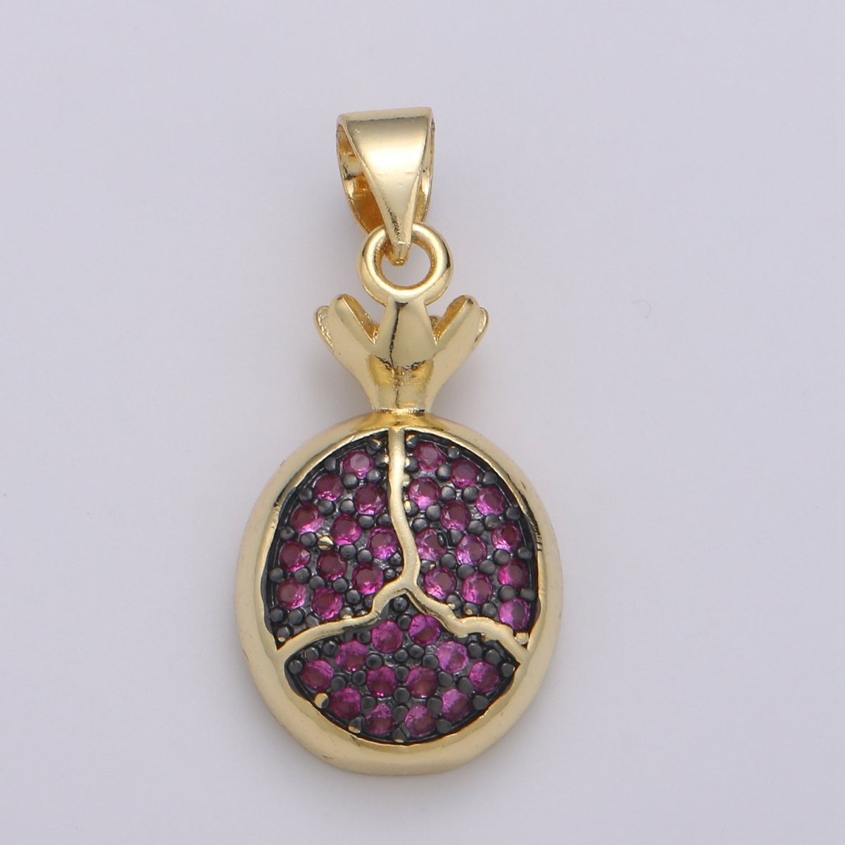 24x11mm Wholesale 24K Gold Plated Circle Pendant with Pink Rhinestones, Pendant for Necklace Bracelet Anklet Making J-218