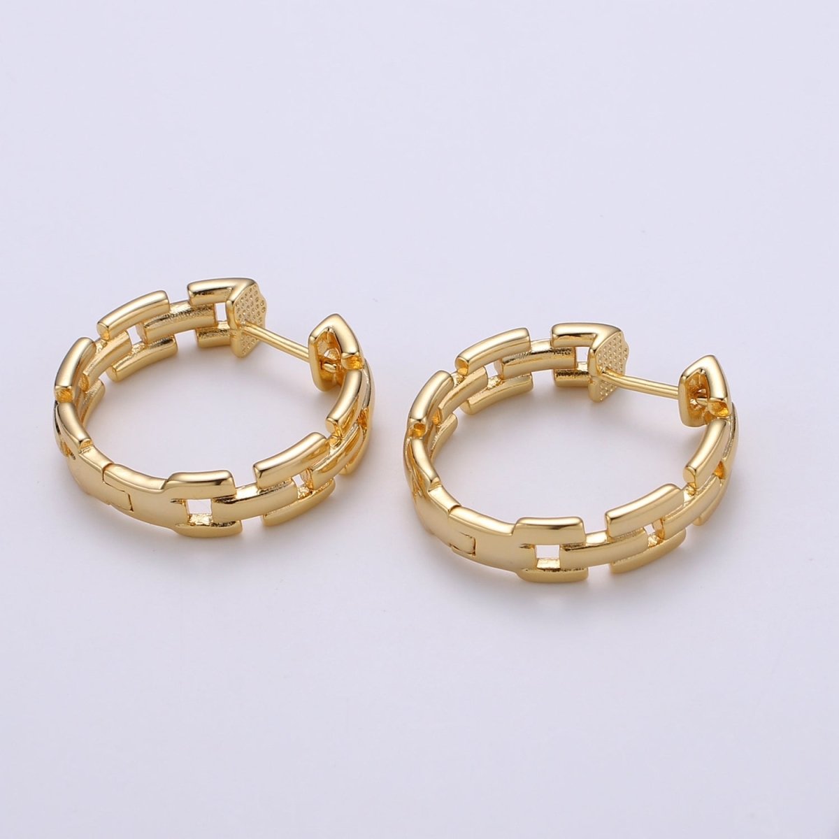 25mm Large Gold Link Hoops, 24k Gold Filled Hoop Earrings, Chunky Hoop Earrings, Big Hoop Earrings, Bold Chain Hoops for everyday wear Q-351