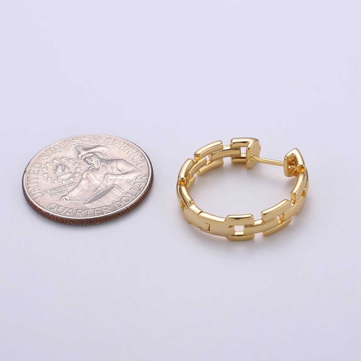25mm Large Gold Link Hoops, 24k Gold Filled Hoop Earrings, Chunky Hoop Earrings, Big Hoop Earrings, Bold Chain Hoops for everyday wear Q-351