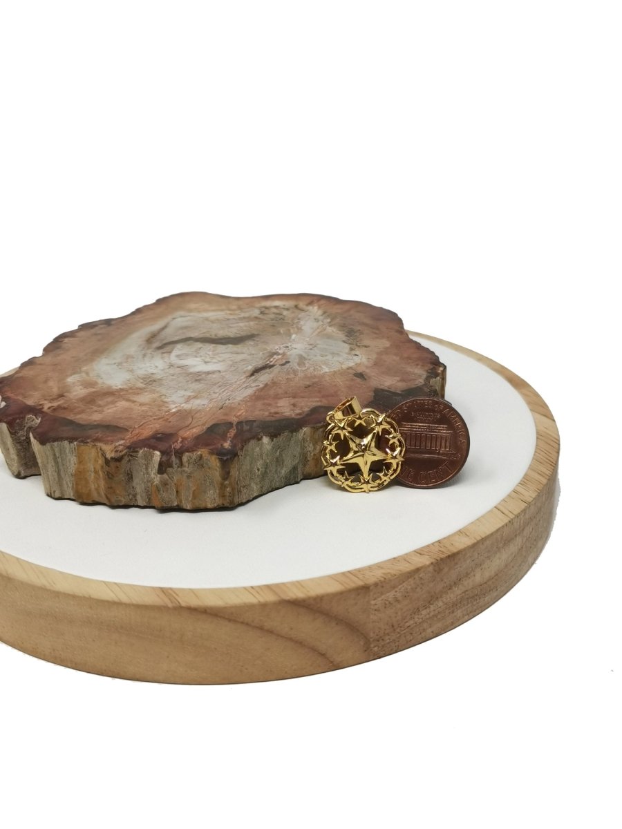 25x11mm Dainty Gold Five Point Raised Star Pendant for Bracelet Earring Necklace Charm Supply I-291