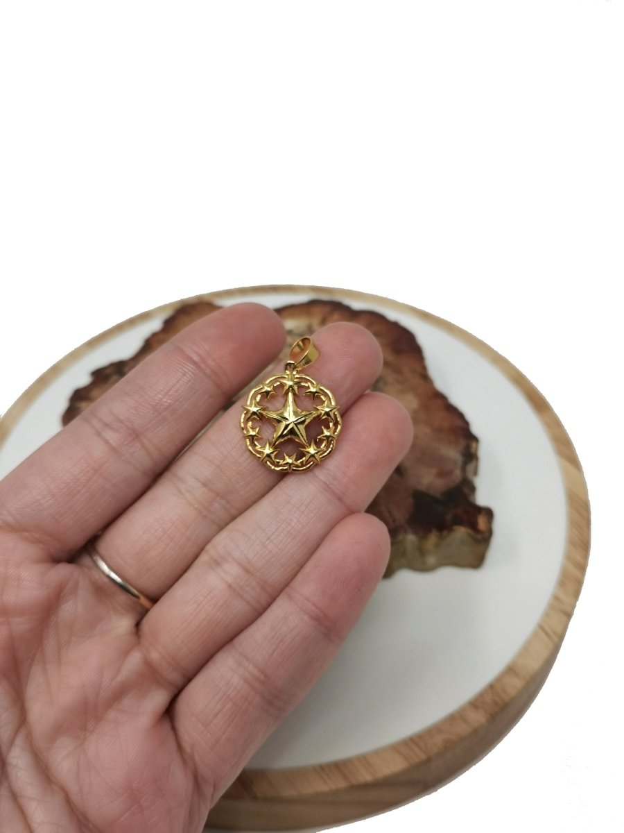 25x11mm Dainty Gold Five Point Raised Star Pendant for Bracelet Earring Necklace Charm Supply I-291