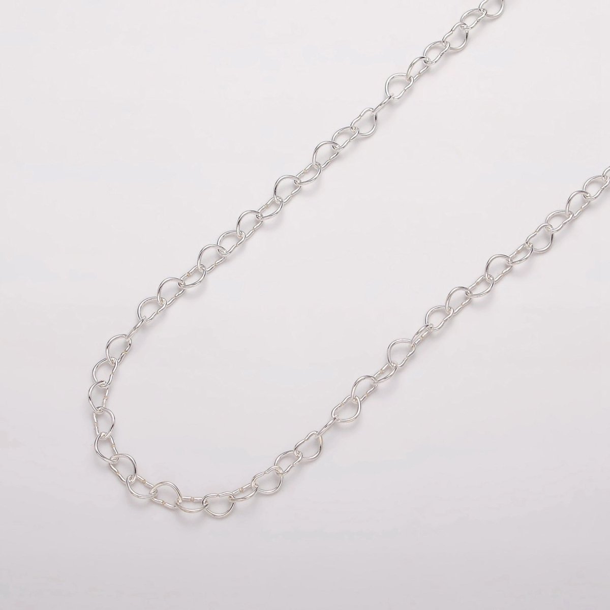 2.8mm Heart Chain - 925 sterling silver Heart Cable Chain Wholesale Jewelry Making for Necklace Bracelet Anklet Permanent Jewelry Supply ROLL-1485