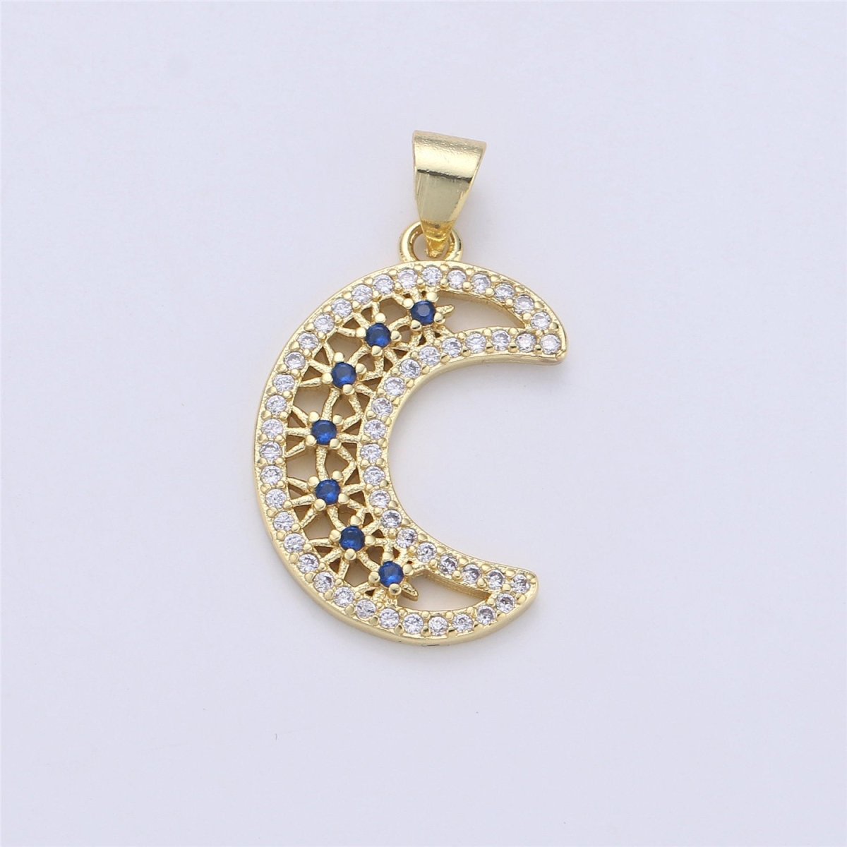 28x16mm 14k Gold Filled Moon Charms, Micro Pave Charms, Cubic Crescent Moon Pendant, CZ Celestial Jewelry Necklace Earring Bracelet supply I-361