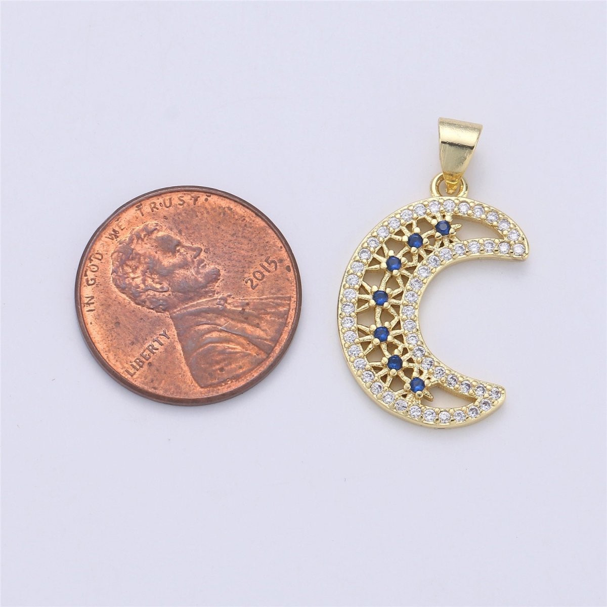 28x16mm 14k Gold Filled Moon Charms, Micro Pave Charms, Cubic Crescent Moon Pendant, CZ Celestial Jewelry Necklace Earring Bracelet supply I-361