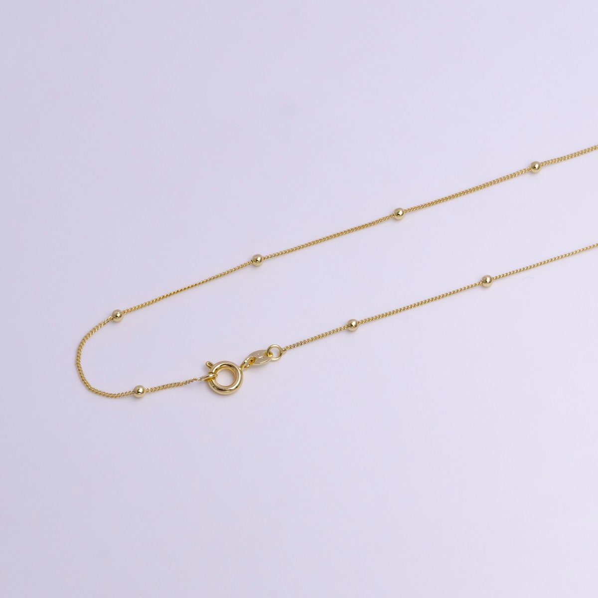 2mm Beaded Satellite 0.8mm Curb 17.5 Inch Layering Chain Necklace | WA-1900 Clearance Pricing