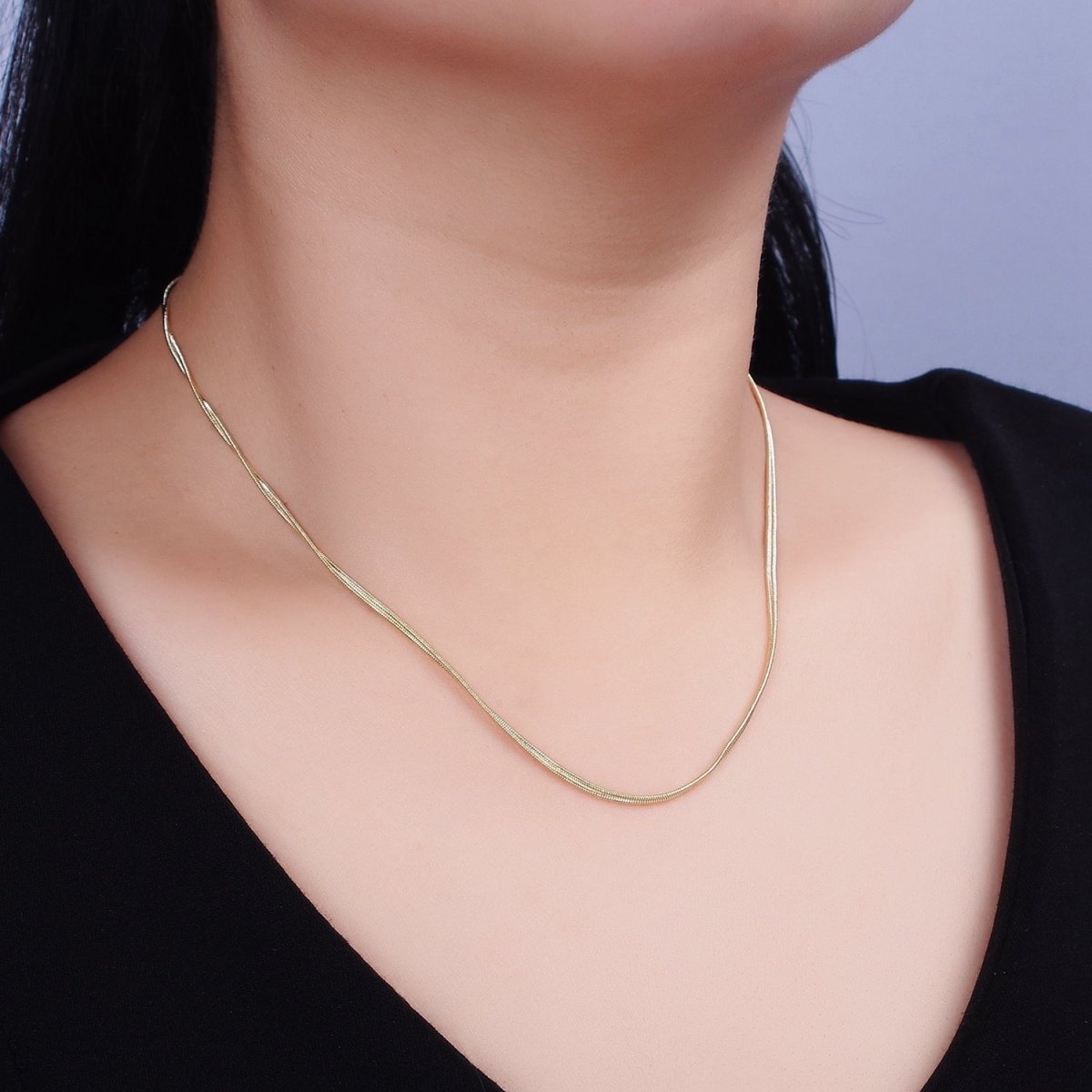 2mm Flat Herringbone 17 Inch Layering Chain Necklace | WA-1874 Clearance Pricing
