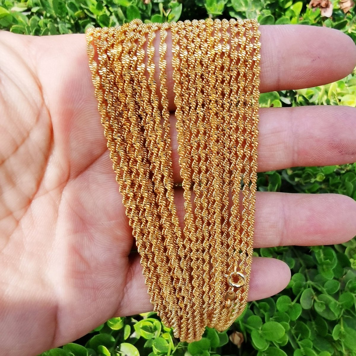 2mm Singapore Criss Cross Necklace - 24K Gold Filled 19.7 inches Criss Cross Necklace w/ Spring Rings | CN-884  Clearance Pricing