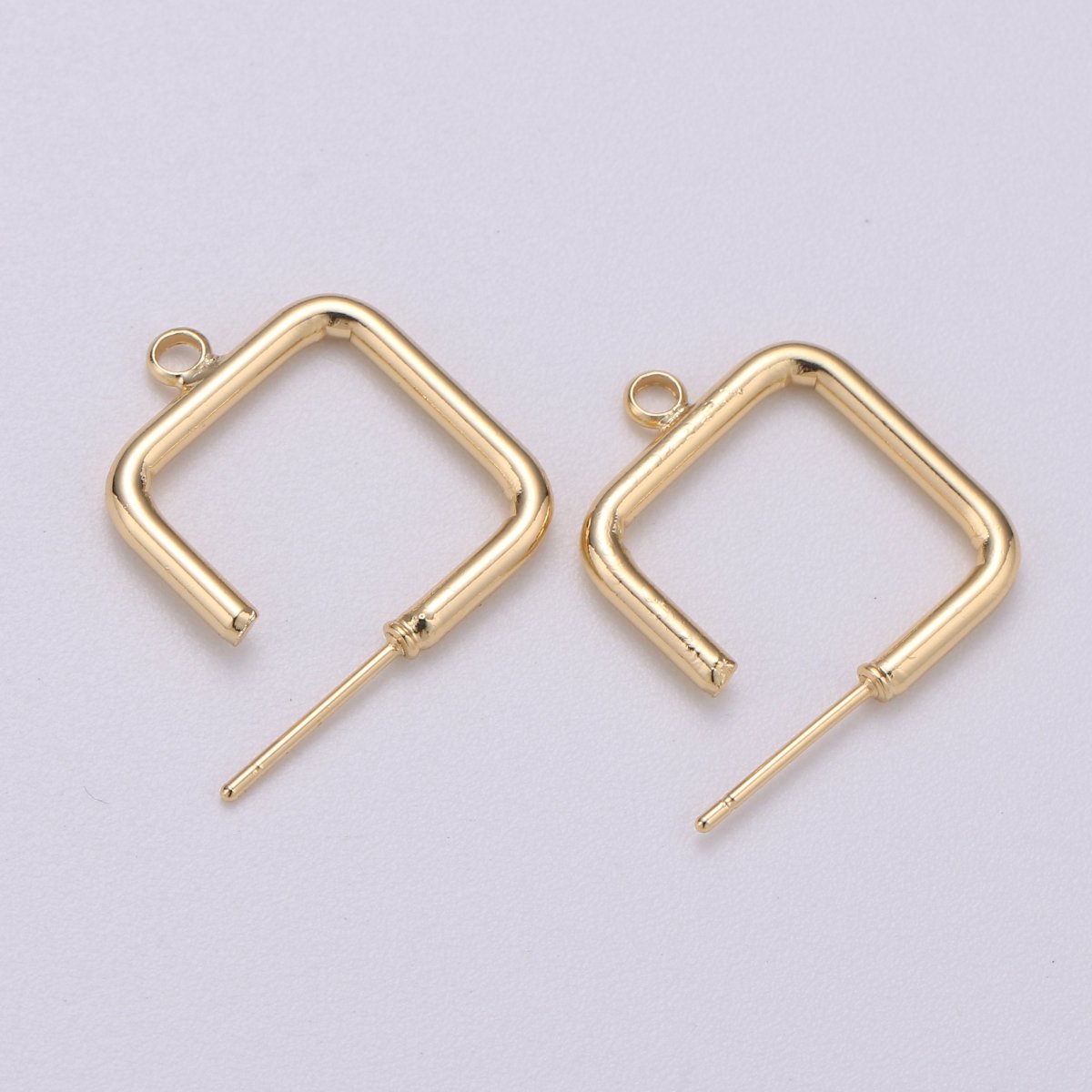 2pcs Open Ear Hoop Square Earring Hoop Findings for Necklace Jewelry Making in 18k Gold Filled K-039