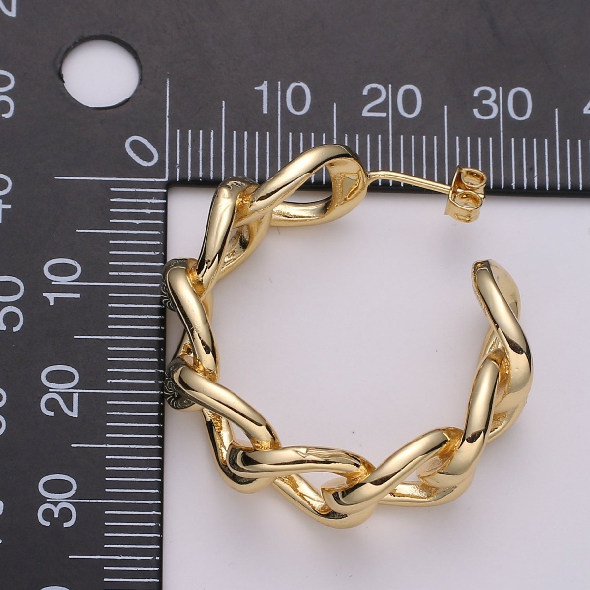 30mm Chunky Gold Link Hoops, Small Gold Large Chain Hoop Earrings, Gold Hoop Earrings, Small Hoop Earrings, Chain Hoops, Hoop Earrings Q-536