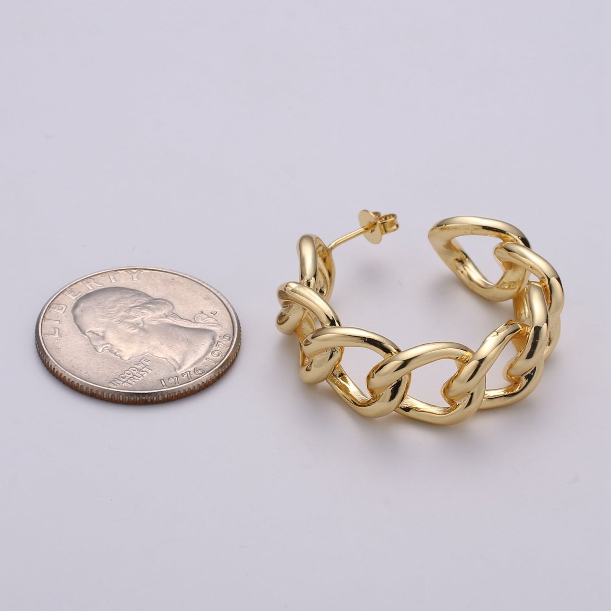 30mm Chunky Gold Link Hoops, Small Gold Large Chain Hoop Earrings, Gold Hoop Earrings, Small Hoop Earrings, Chain Hoops, Hoop Earrings Q-536