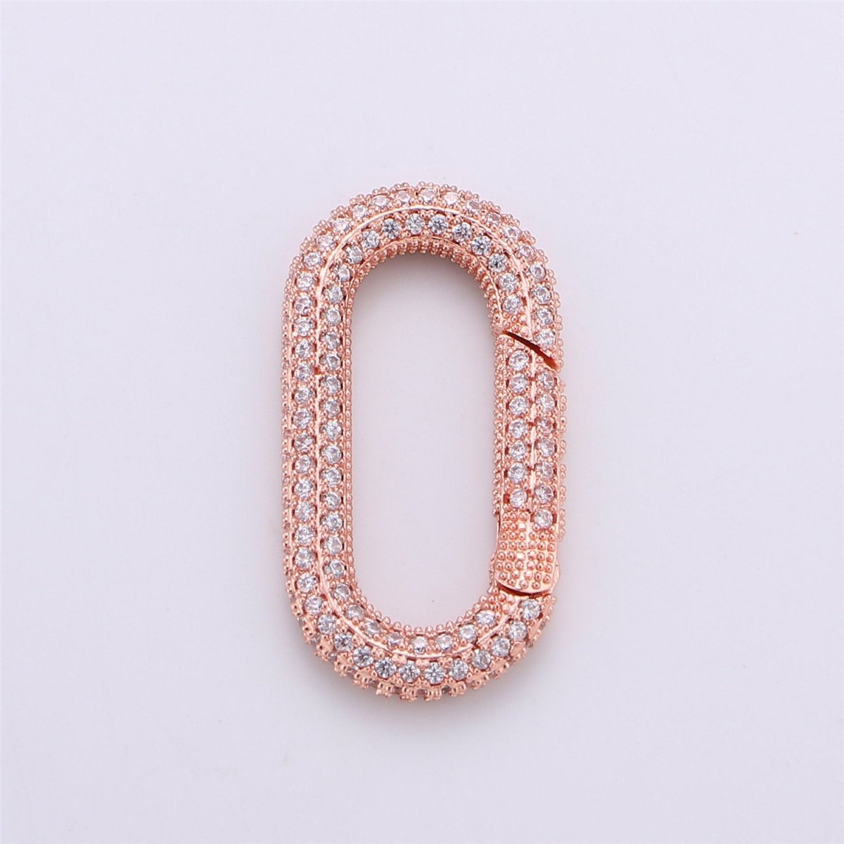 34x12mm Micro Pave Diamond Oval Clasp, Colorful Gold Silver Black Rose Gold Carabiner Snap Lock Supply for heavier chain connector Charm K-379 K-381