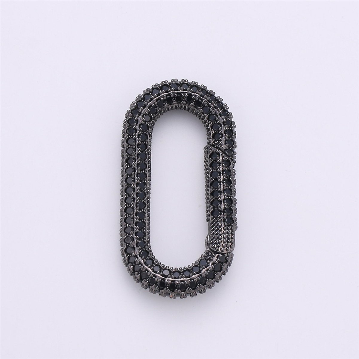 34x12mm Micro Pave Diamond Oval Clasp, Colorful Gold Silver Black Rose Gold Carabiner Snap Lock Supply for heavier chain connector Charm K-379 K-381
