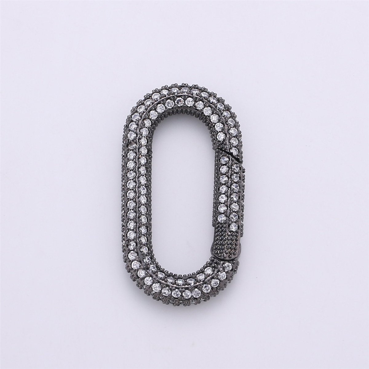 34x12mm Micro Pave Diamond Oval Clasp, Colorful Gold Silver Black Rose Gold Carabiner Snap Lock Supply for heavier chain connector Charm K-379 K-381