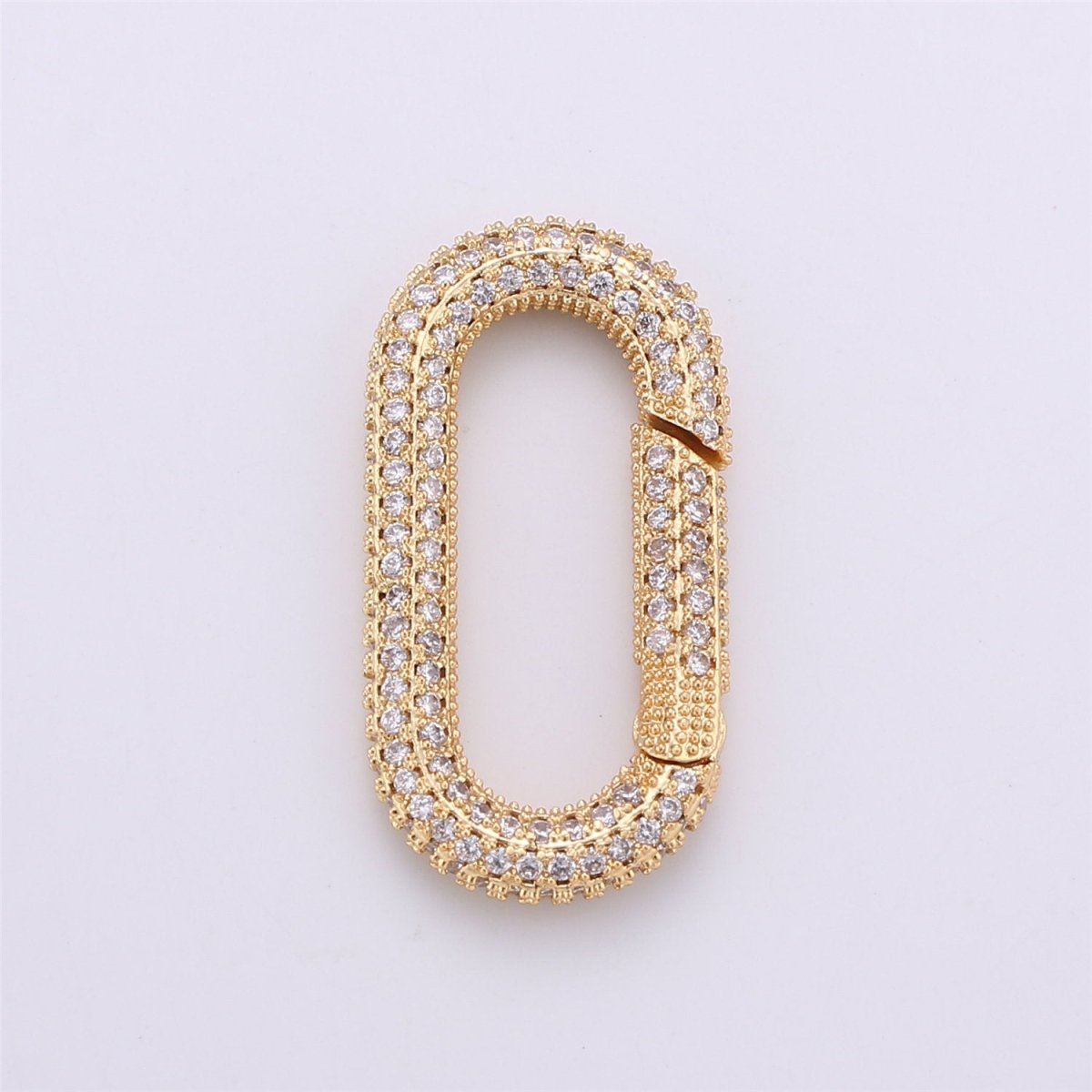 34x12mm Micro Pave Diamond Oval Clasp, Colorful Gold Silver Black Rose Gold Carabiner Snap Lock Supply for heavier chain connector Charm K-379 K-381
