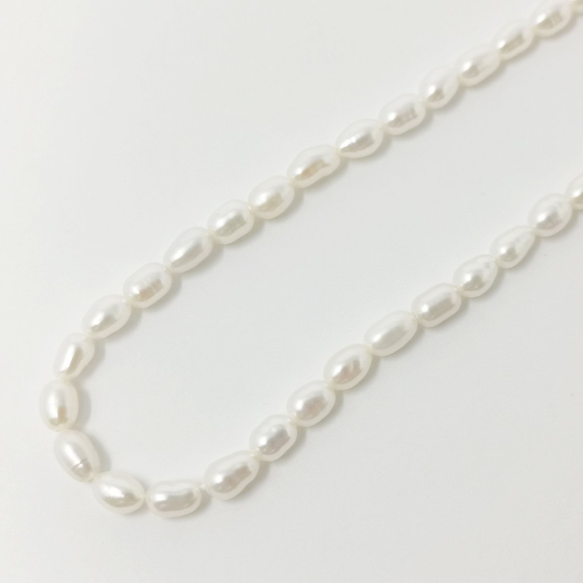 3.5mm - 4mm Ringed Button Oval White Freshwater Pearl Jewelry Making Strand | WA-034 Clearance Pricing