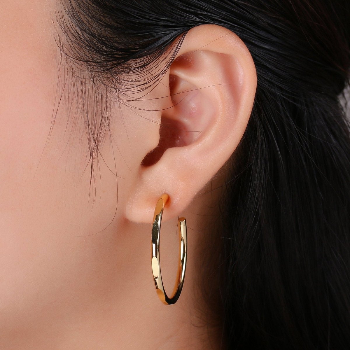 35mm Gold Hoop Earring Minimalist earring for Every day use Earring Simple Hoop Earring Q-175