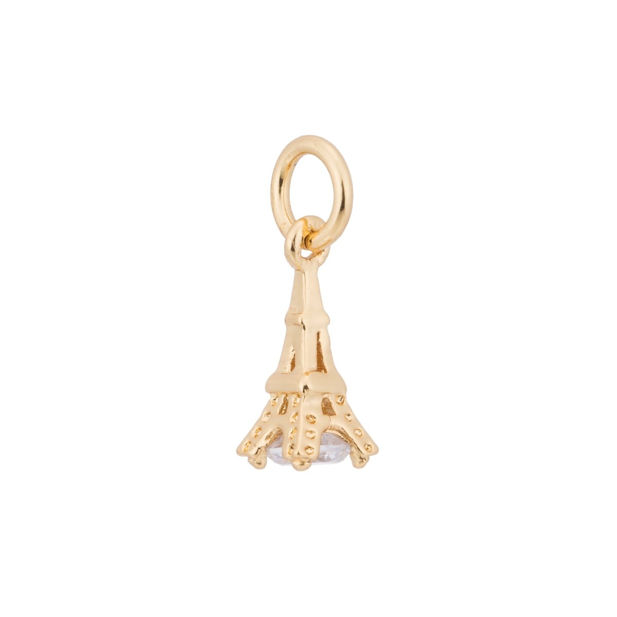 3D Gold Eiffel Tower, Paris, Romantic Love City, DIY Craft Gift Cubic Zirconia Bracelet Charm Bead Findings Pendant For Jewelry Making, C-184