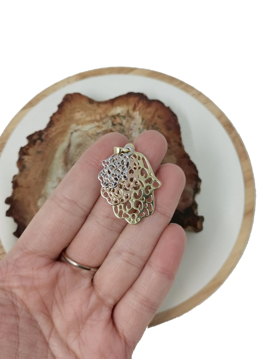 3in1 Intricate Hand of Fatima Charm | Silver Rose Gold Hamsa Bracelet Gold Hamsa Charm Hamsa Hand Pendant Necklace Supply I-304