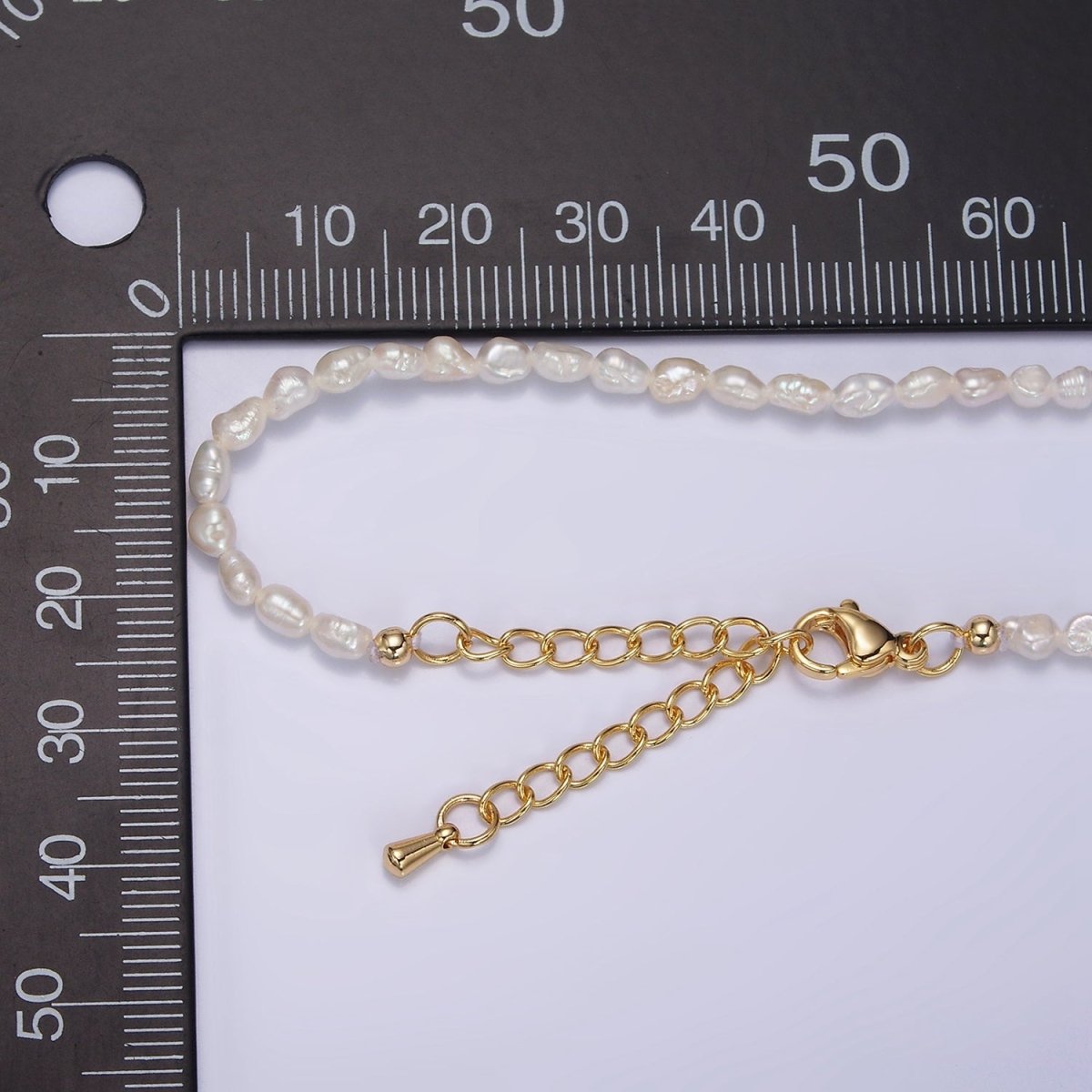 3mm Natural White Baroque Freshwater Pearl 14.5 Inch Choker Necklace | WA-1990 Clearance Pricing