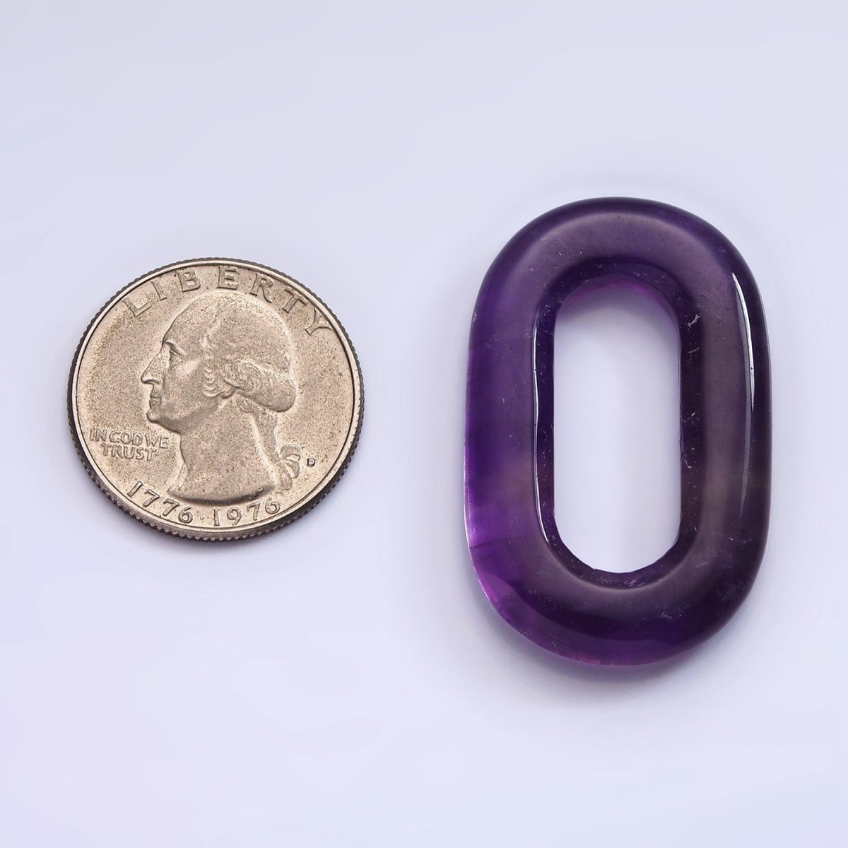 40mm Amethyst Natural Gemstone Open Oblong Rectangular Jewelry Findings | Z-542