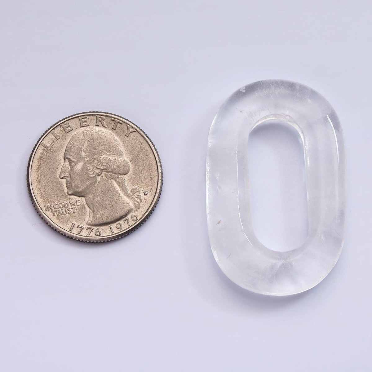 40mm Clear Quartz Natural Gemstone Open Oblong Rectangular Jewelry Findings | Z-550