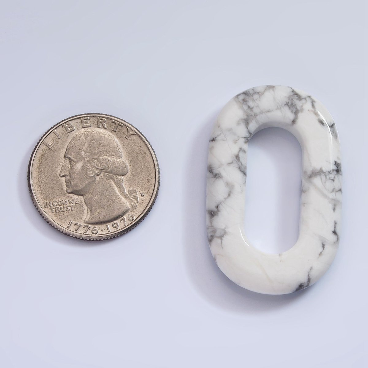 40mm Howlite Natural Gemstone Open Oblong Rectangular Jewelry Findings | Z-545