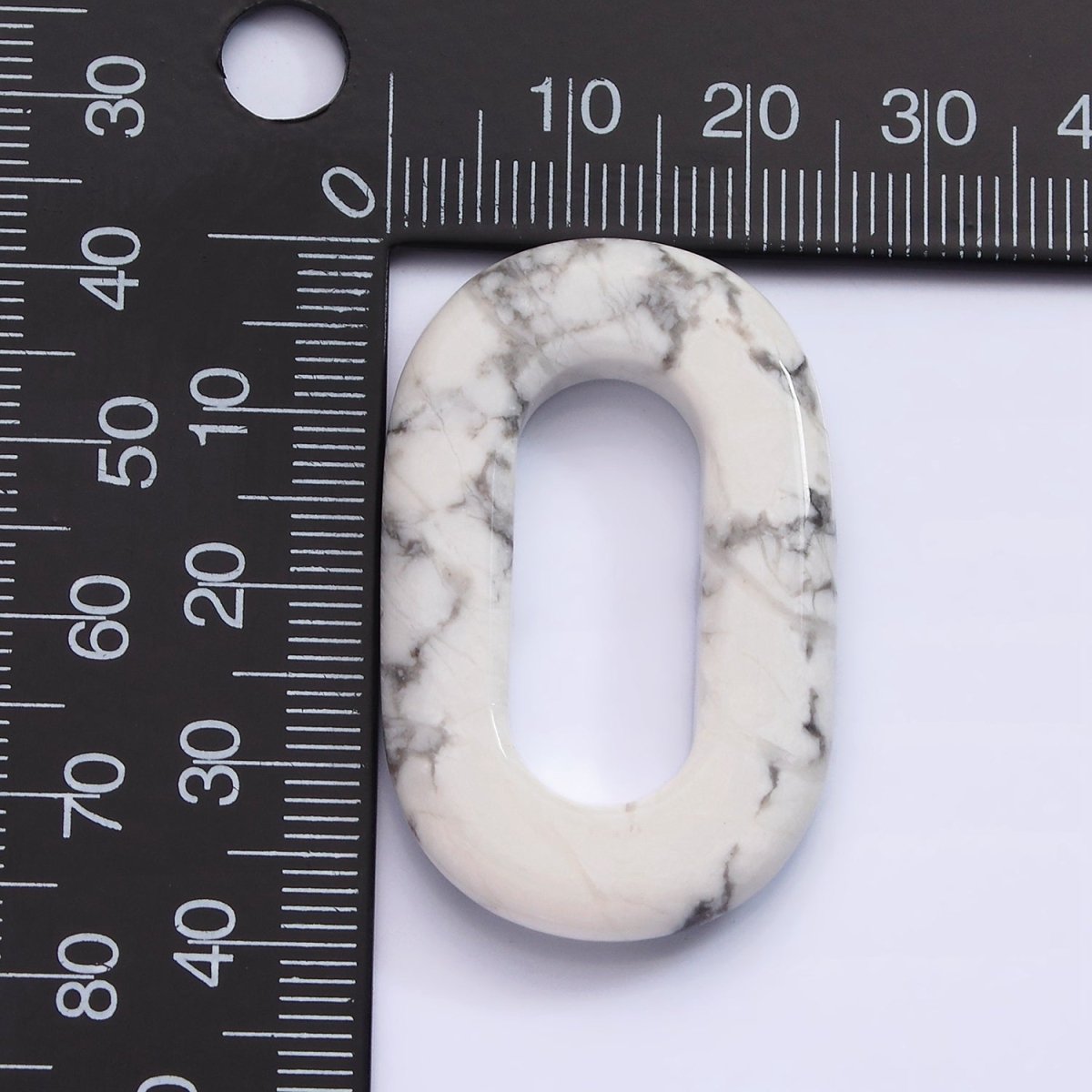 40mm Howlite Natural Gemstone Open Oblong Rectangular Jewelry Findings | Z-545