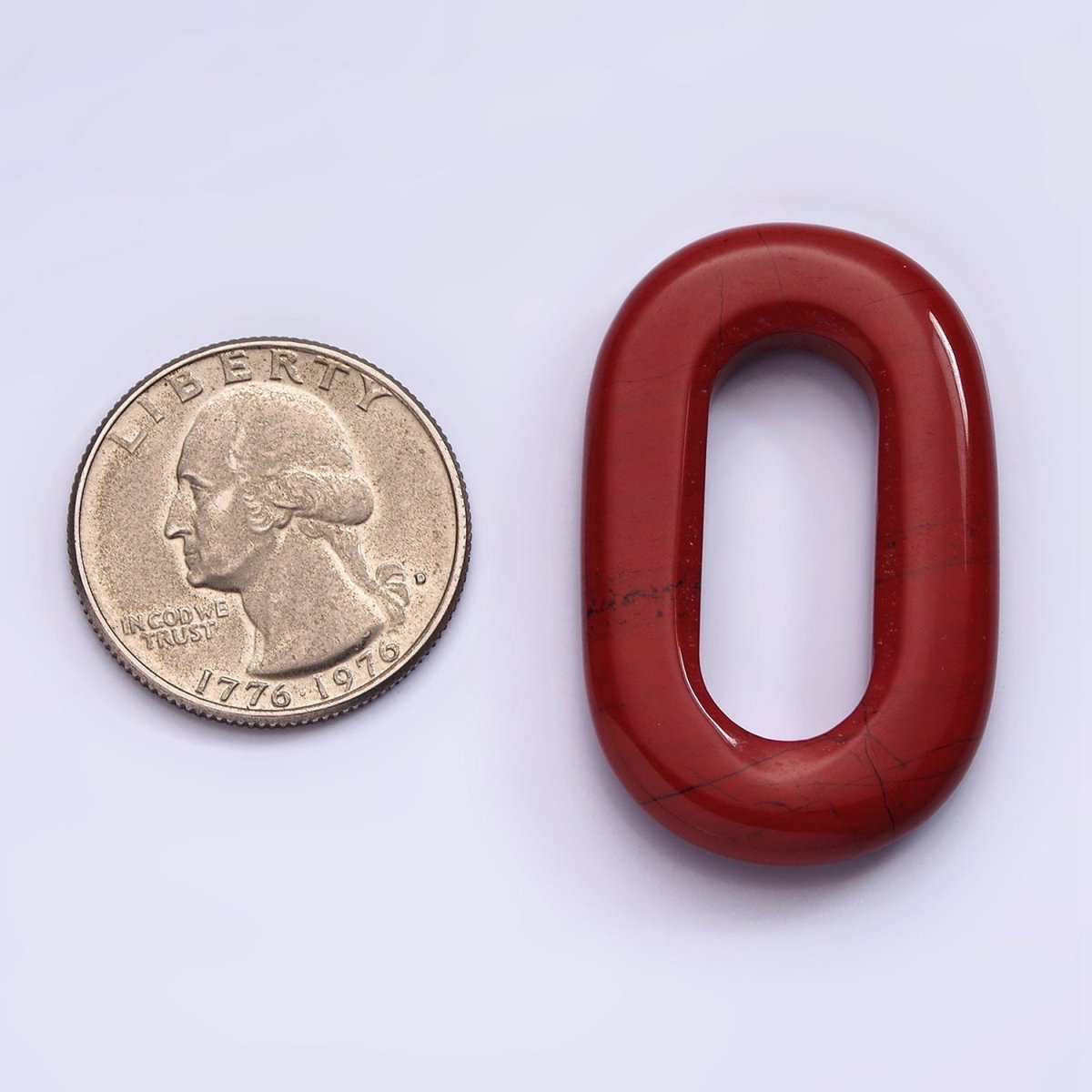 40mm Red Jasper Natural Gemstone Open Oblong Rectangular Jewelry Findings | Z-547