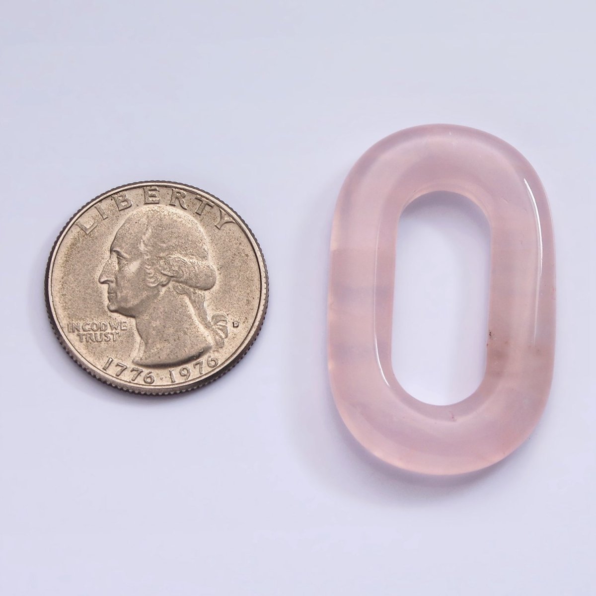 40mm Rose Quartz Natural Gemstone Open Oblong Rectangular Jewelry Findings | Z-544