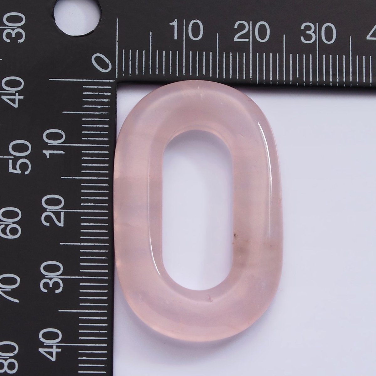 40mm Rose Quartz Natural Gemstone Open Oblong Rectangular Jewelry Findings | Z-544