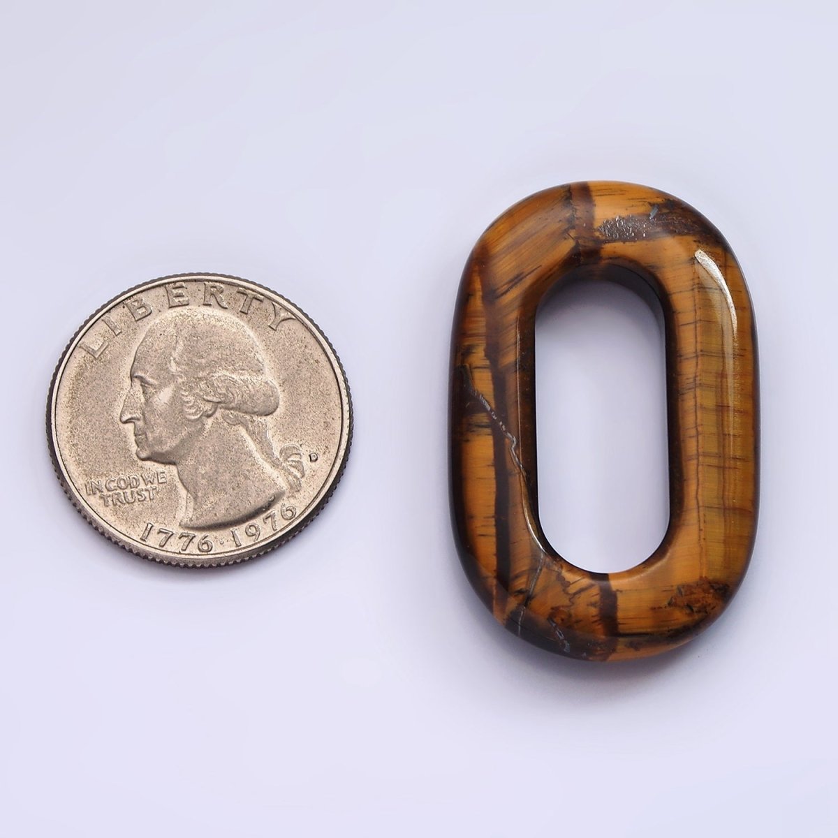 40mm Tiger Eye Natural Gemstone Open Oblong Rectangular Jewelry Findings | Z-548