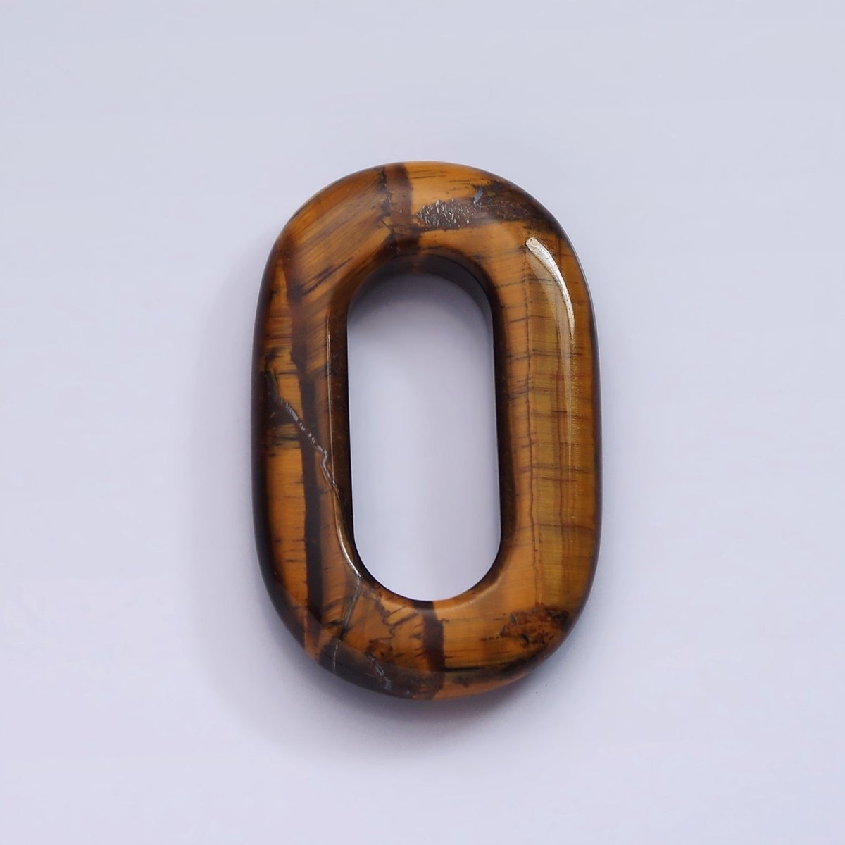 40mm Tiger Eye Natural Gemstone Open Oblong Rectangular Jewelry Findings | Z-548
