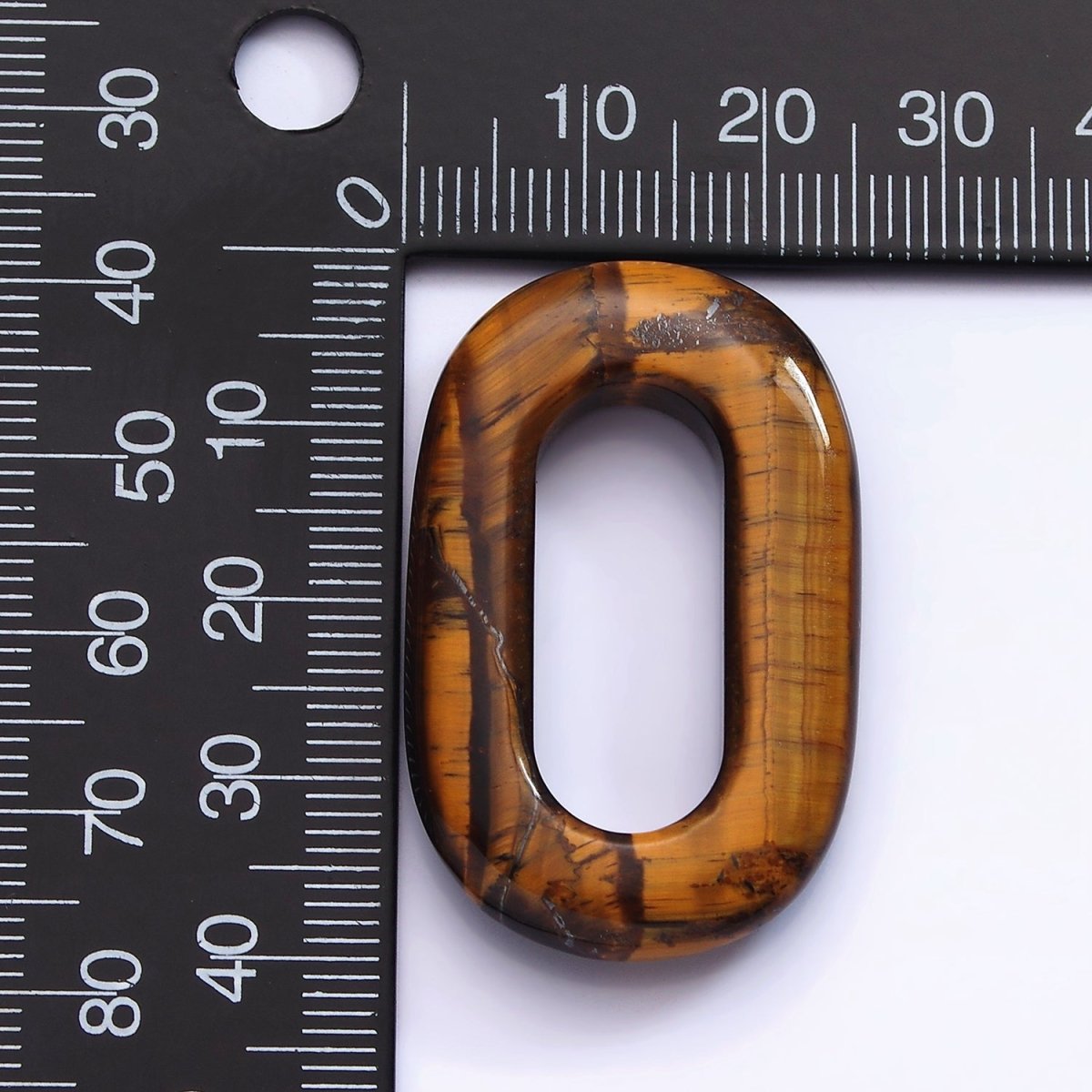 40mm Tiger Eye Natural Gemstone Open Oblong Rectangular Jewelry Findings | Z-548