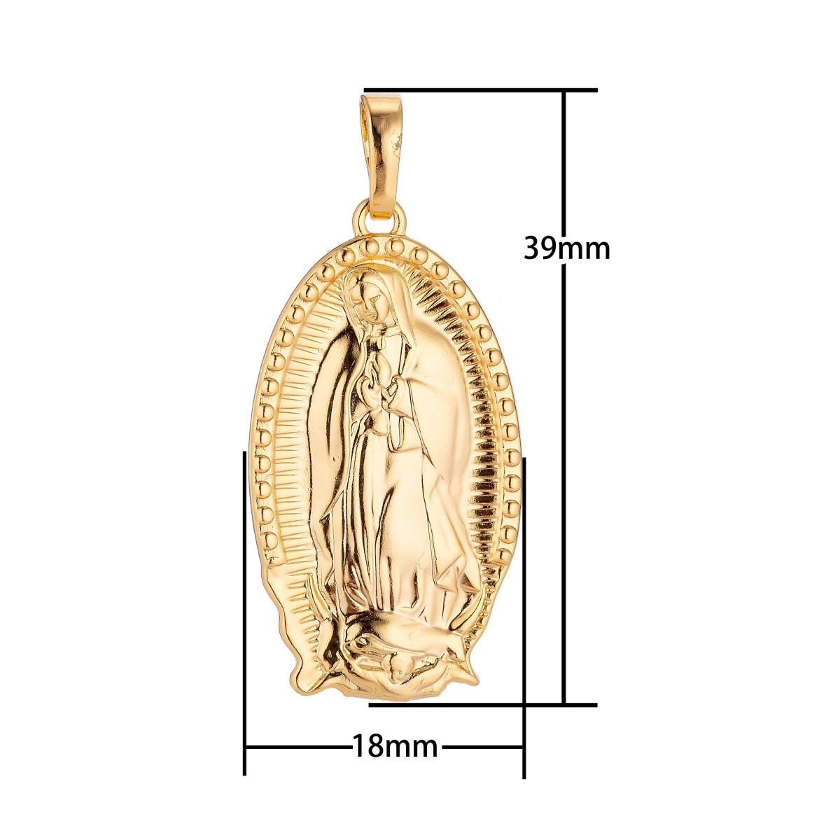 40x18mm Gold filled Virgin Mother Mary Oval Pendant Gold Religious Charm Catholic Rosary Pendants H-705