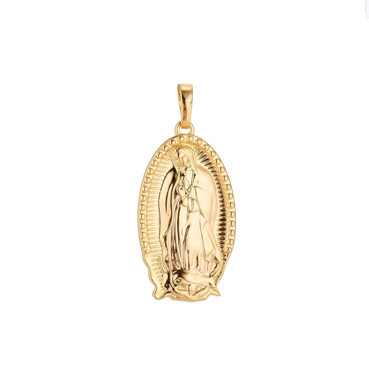 40x18mm Gold filled Virgin Mother Mary Oval Pendant Gold Religious Charm Catholic Rosary Pendants H-705