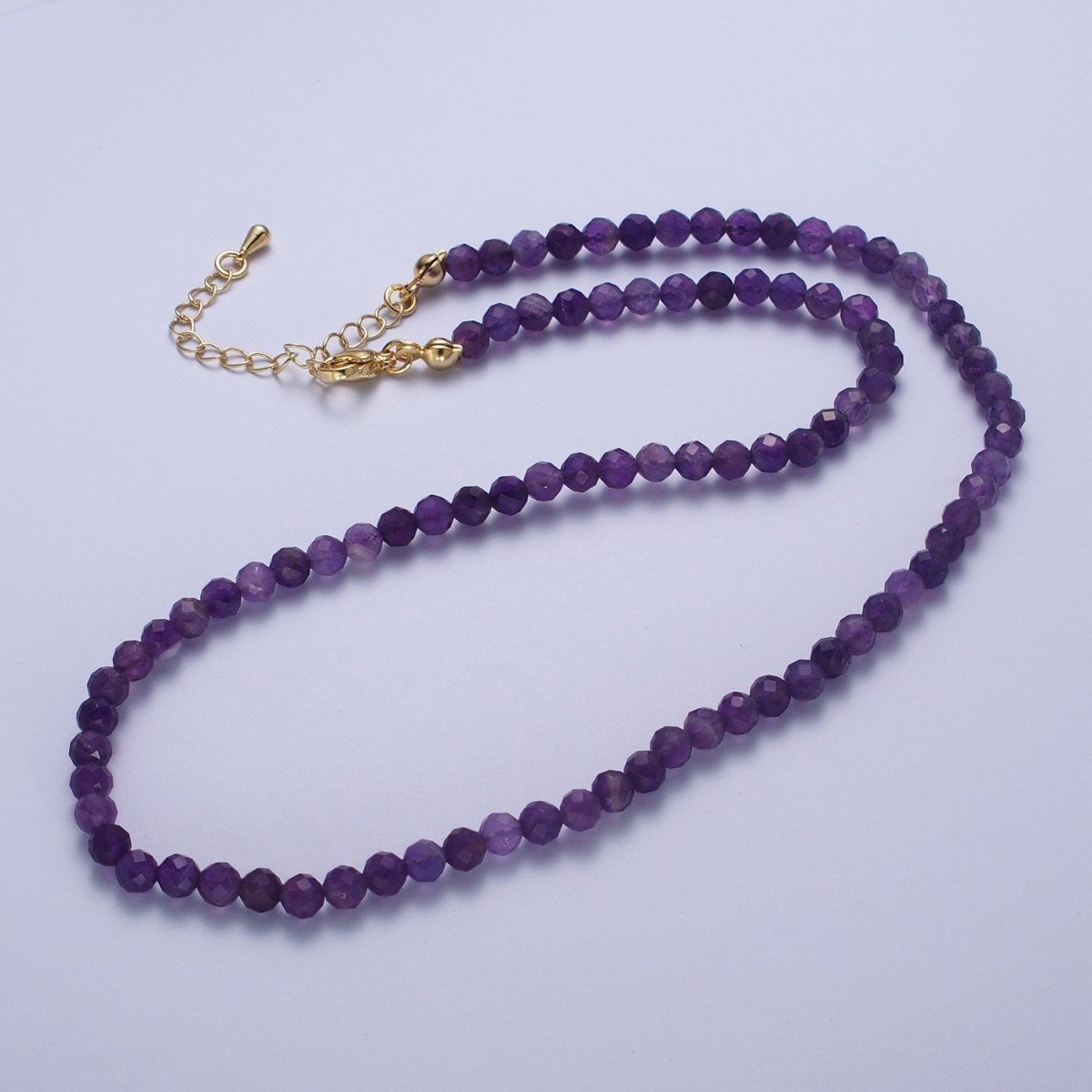 4.3mm Multifaceted Dark Purple Amethyst Gemstone 16.5 Inch Choker Necklace | WA-1185 Clearance Pricing