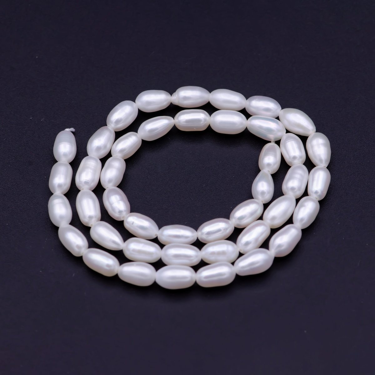 4.5mm - 5mm Natural AAA Oval White Freshwater Pearl Strand Jewelry Making | WA-816 Clearance Pricing