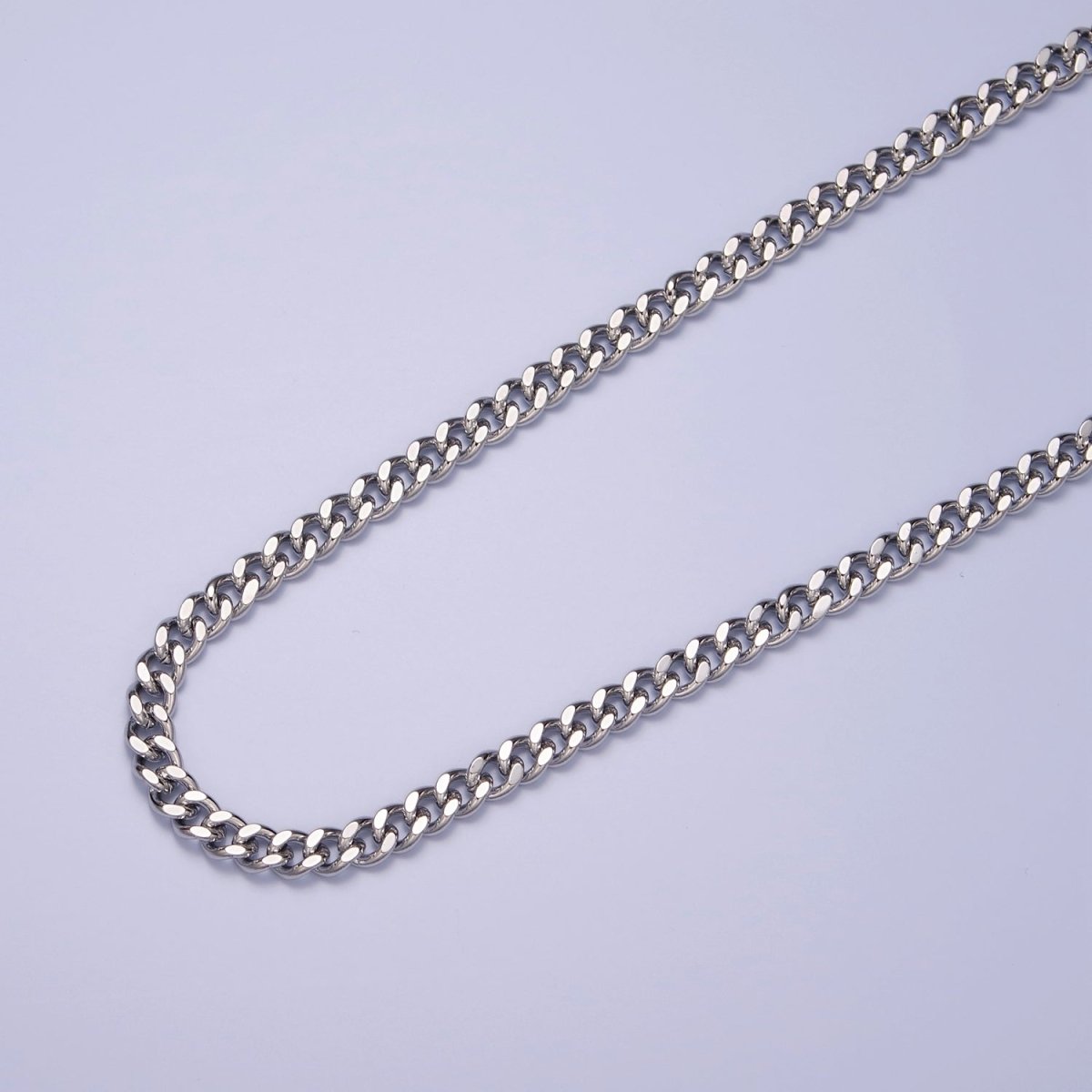 4.5mm, 5mm Silver Curb Link Unfinished Chains 19.5 Inches by Meter | WA-1402 WA-1401 Clearance Pricing