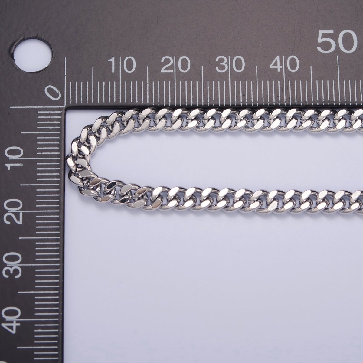 4.5mm, 5mm Silver Curb Link Unfinished Chains 19.5 Inches by Meter | WA-1402 WA-1401 Clearance Pricing