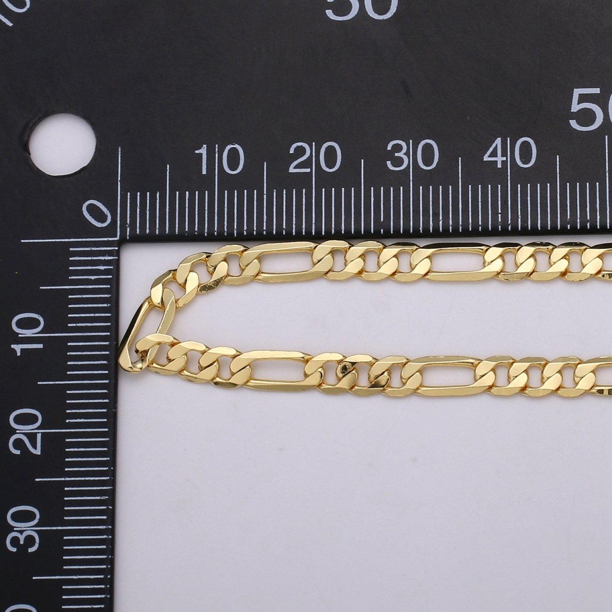 4.5mm FIGARO Chain, 16K Gold Filled Figaro Chain Flat Figaro Chain Jewelry Chain Sold by the Yard for Necklace Bracelet Anklet Supply | ROLL-377