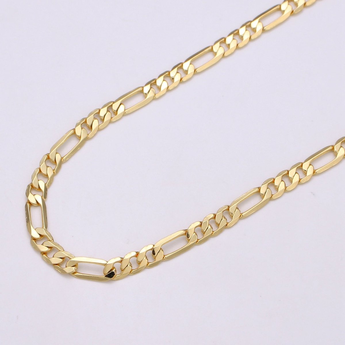 4.5mm FIGARO Chain, 16K Gold Filled Figaro Chain Flat Figaro Chain Jewelry Chain Sold by the Yard for Necklace Bracelet Anklet Supply | ROLL-377