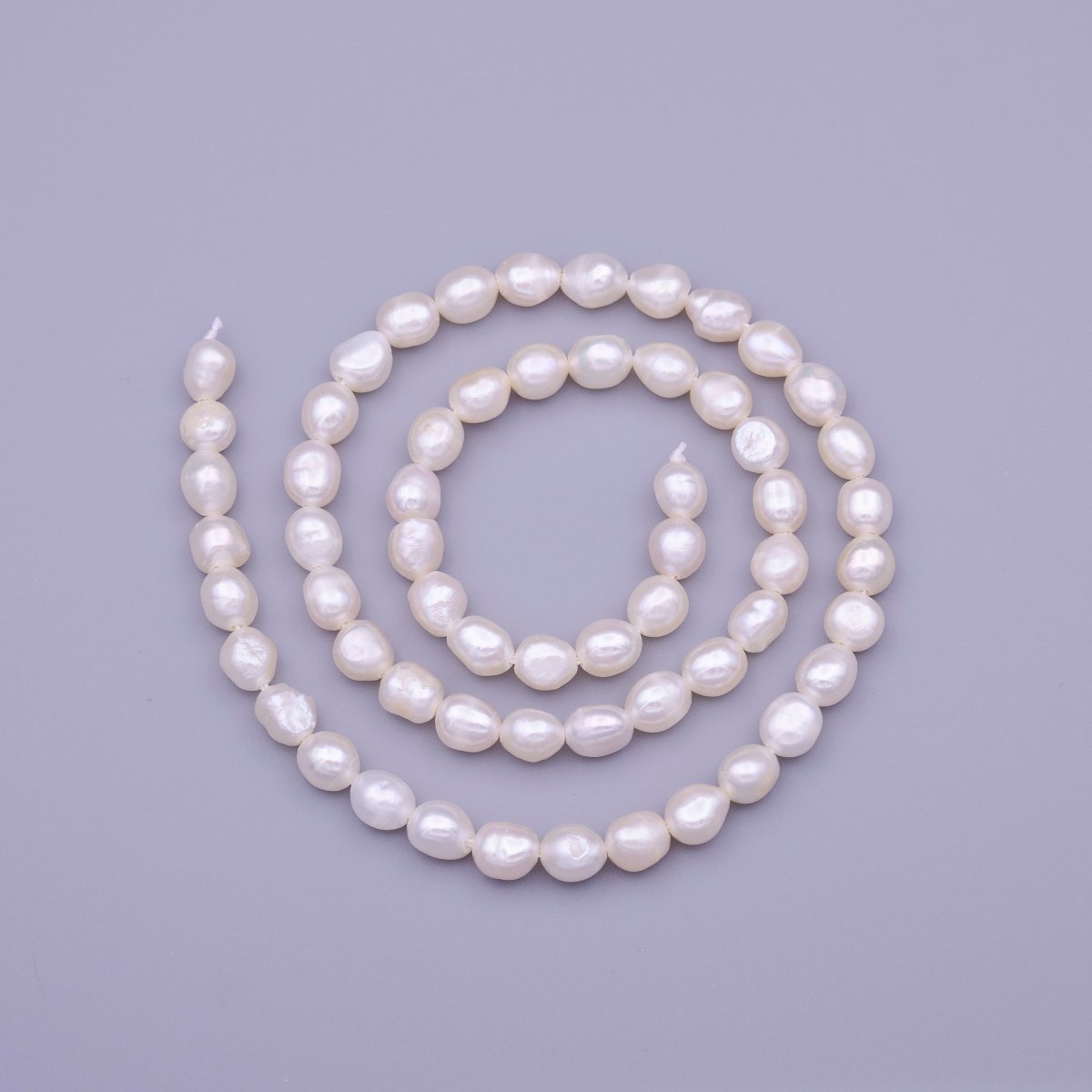 4mm - 5mm Natural AAA Freshwater Button Oval Pearl 61pcs Full Strand | WA-1315 Clearance Pricing