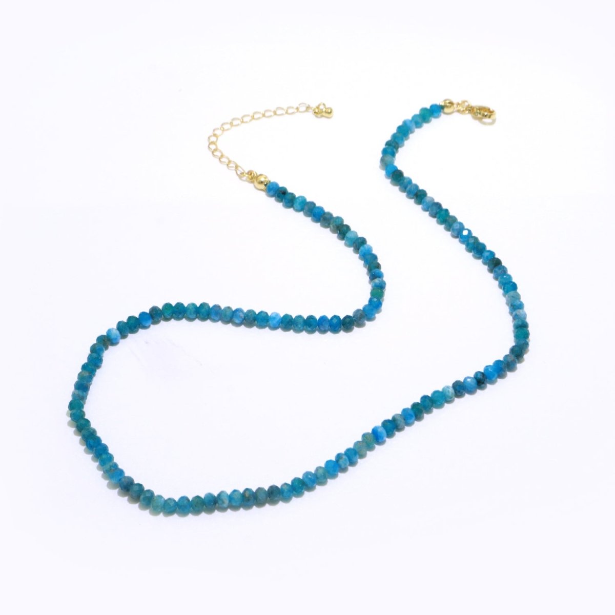4mm Dainty Blue Apatite Natural Gemstone Bead 16.5 Inch Necklace | WA-258 Clearance Pricing