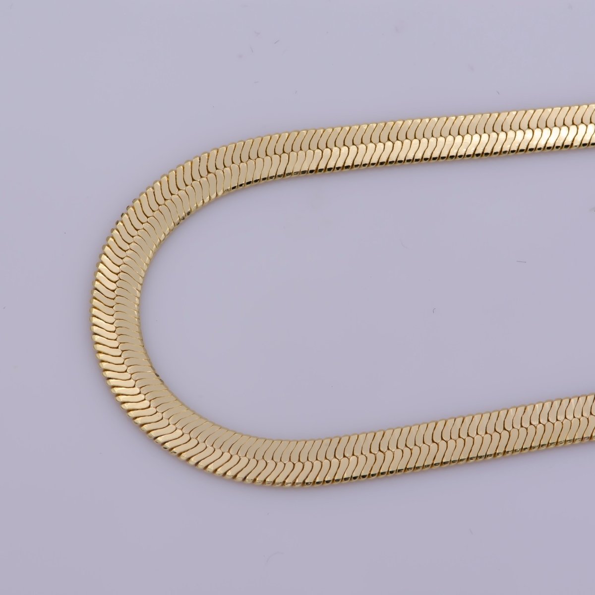4mm Flat Snake Herringbone Minimalist 16 Inch Choker Layering Necklace | WA-364 Clearance Pricing