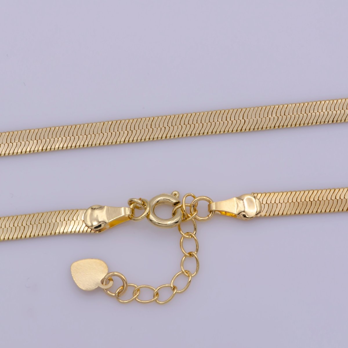 4mm Flat Snake Herringbone Minimalist 16 Inch Choker Layering Necklace | WA-364 Clearance Pricing