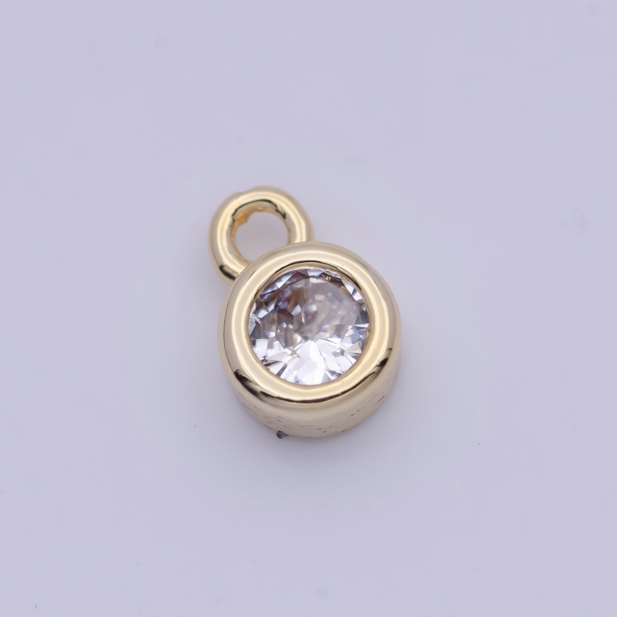 4mm Round Clear Cubic Zirconia Charm Component AG-137