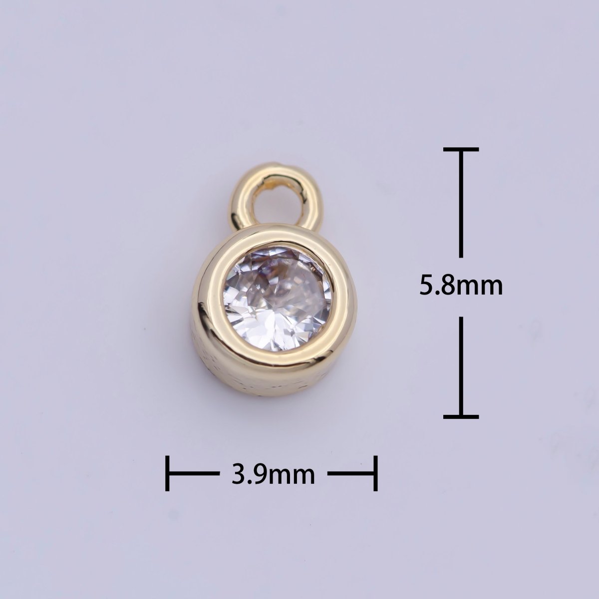 4mm Round Clear Cubic Zirconia Charm Component AG-137