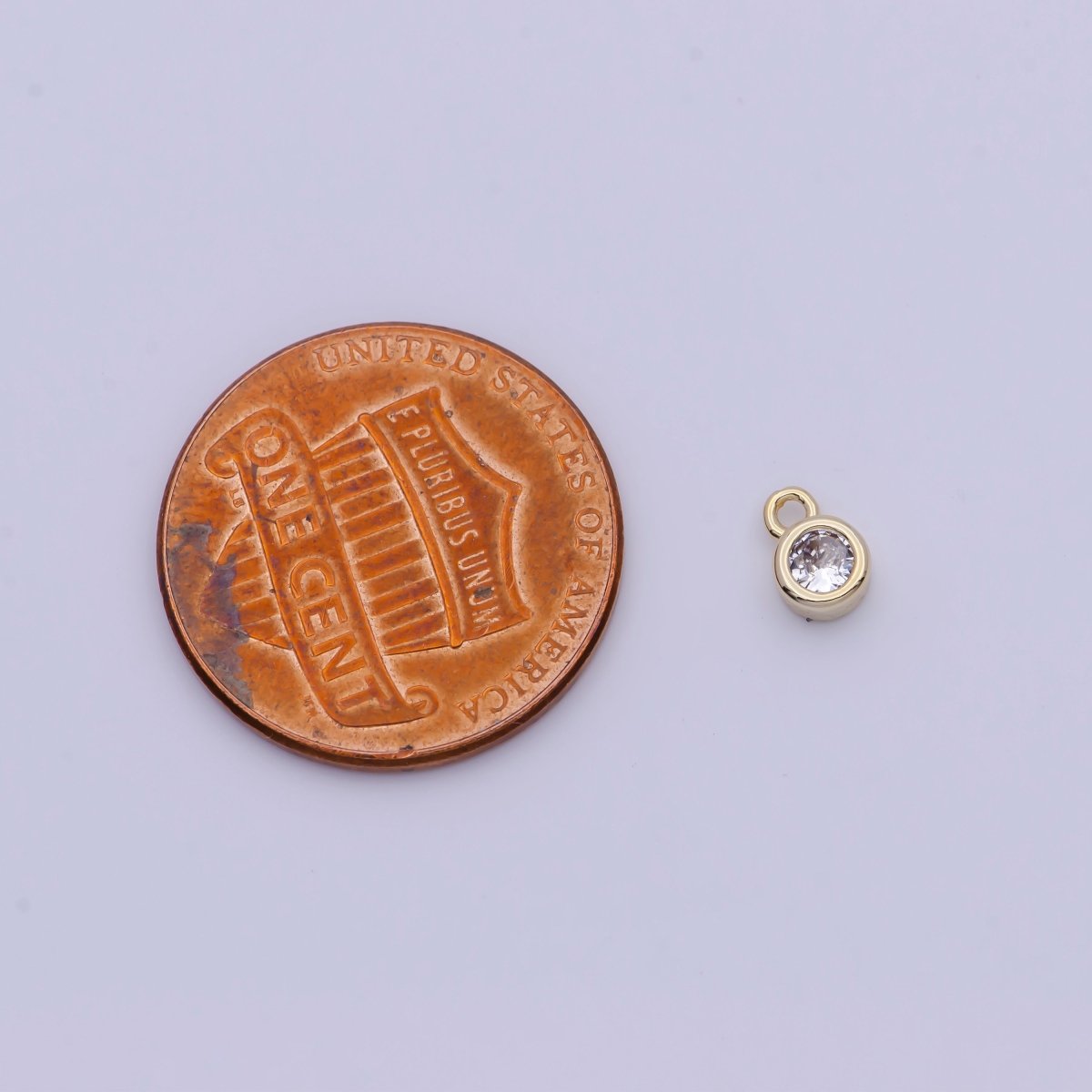4mm Round Clear Cubic Zirconia Charm Component AG-137