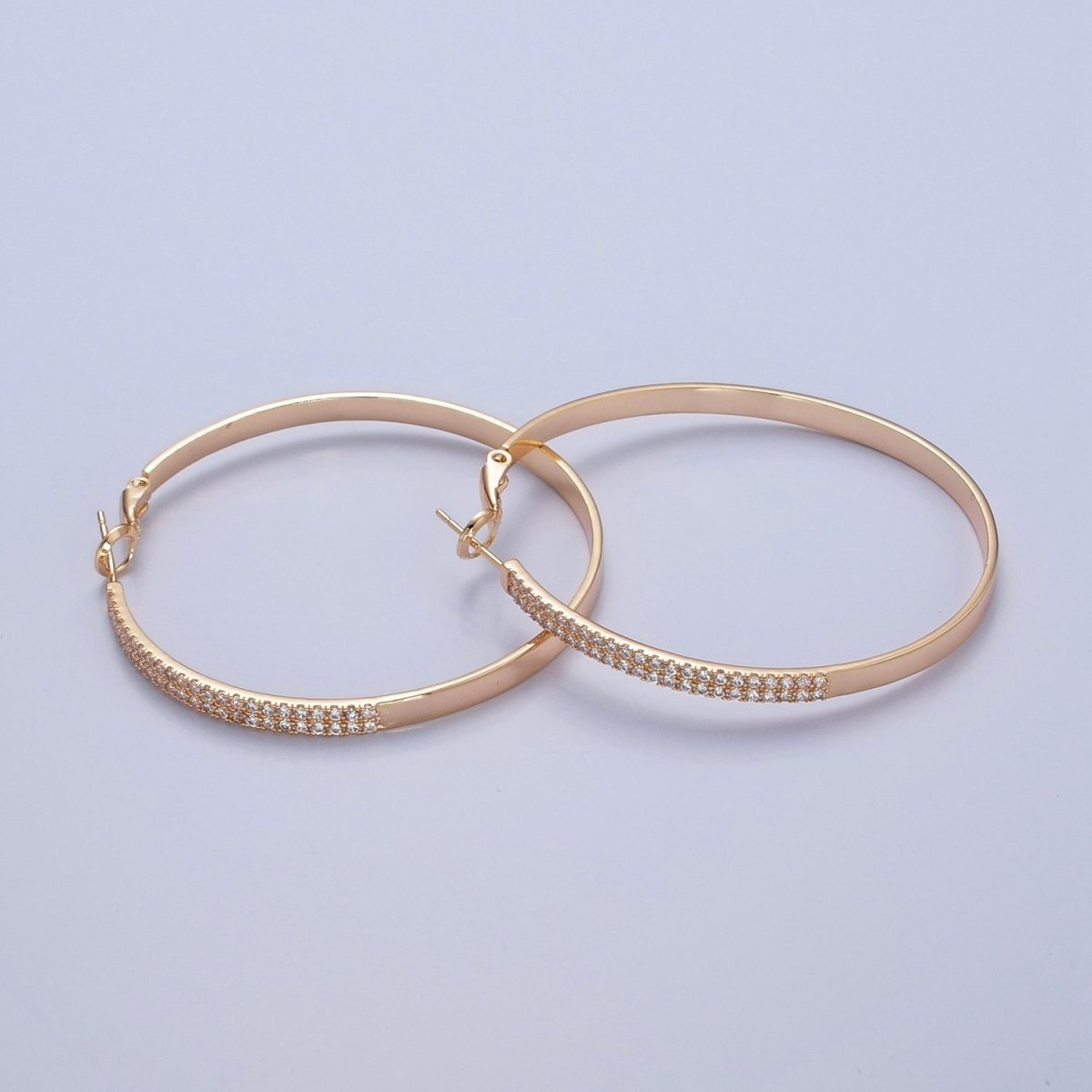 50mm Gold Hoop Earring Micro Pave Big Hoop V-392