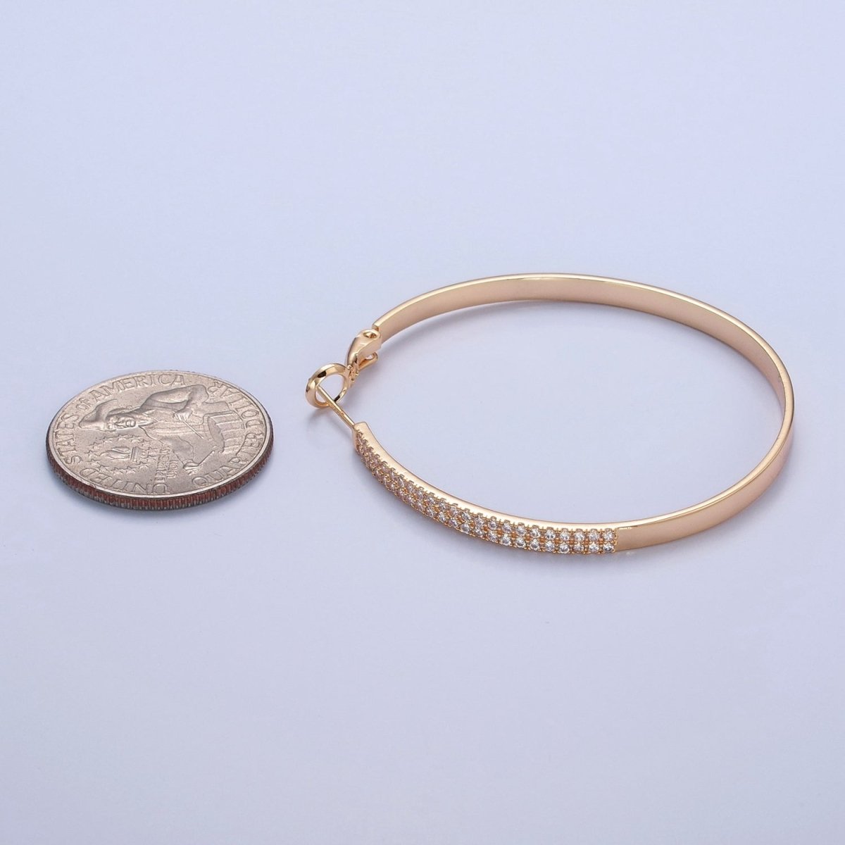 50mm Gold Hoop Earring Micro Pave Big Hoop V-392